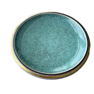 VTG Royal Copenhagen Thorkild Olsen 457/2568 Green Plate Dish Crackle 6 3/4 Inch